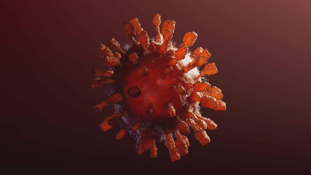 Realistic 3D footage of the isolated respiratory syndrome coronavirus 2 (SARS-CoV-2) formerly known as 2019-nCoV. 3d illustration