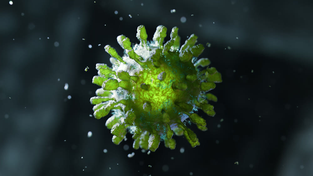 Infected virus inside the blood. Coronavirus concept. also known as 2019-nCov. 3D Rendering.