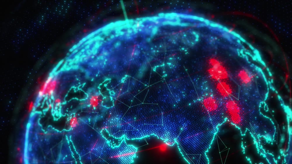 Asia Spread of the something Epidemic war, etc. The texture map of the Earth was created in the graphic editor without photos and other images. 3d illustration
