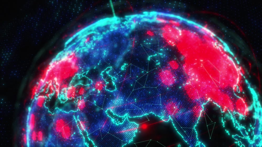 Asia Spread of the something Epidemic war, etc. The texture map of the Earth was created in the graphic editor without photos and other images. 3d illustration