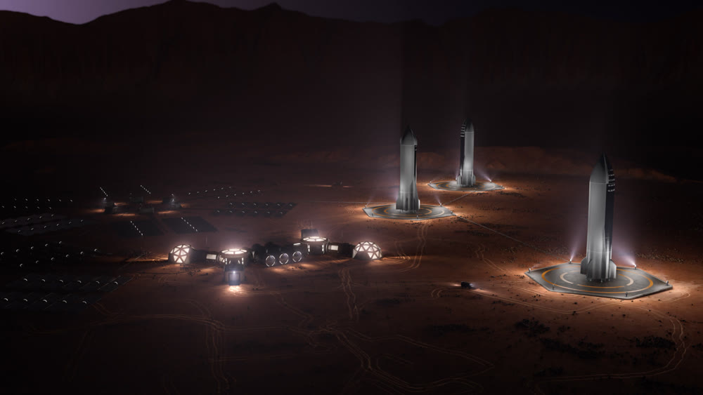 A depiction of a base on a hostile and barren planet. The small colony is equipped with two rovers for astronauts to use for exploration of the surface. 3d illustration