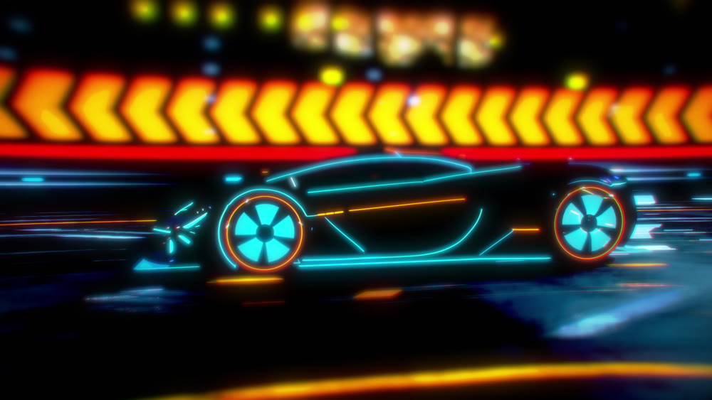 Future car going on the road 4k animation