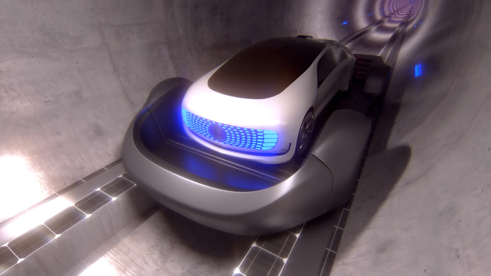Underground high-speed transport. Transportation of people on the ground in the tunnel. 3d illustration