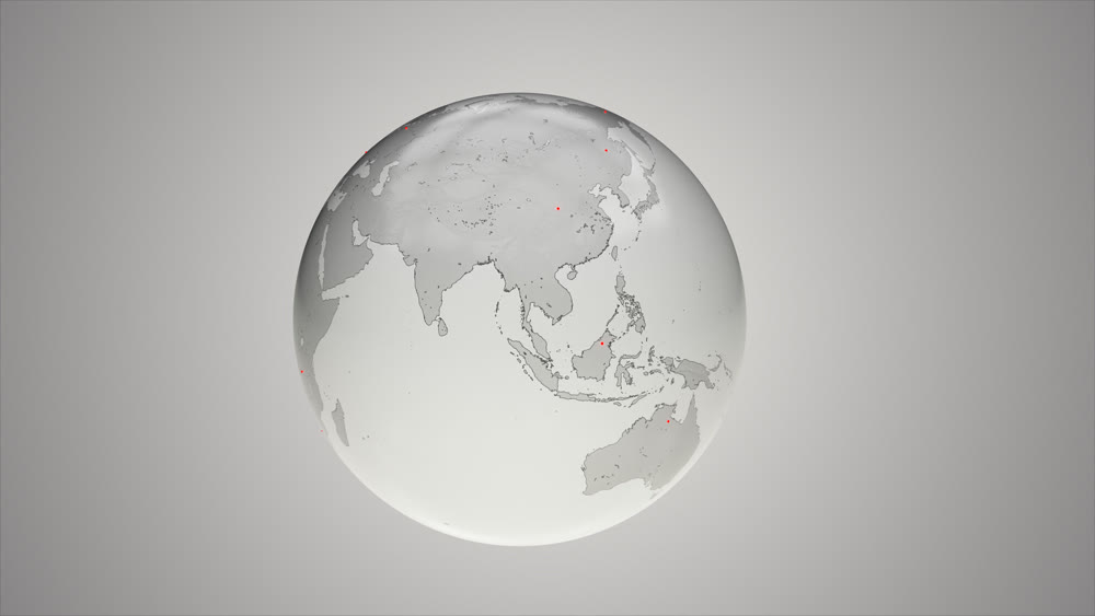 The planet is a transparent view, the continent of Eurasia. 3D illustration