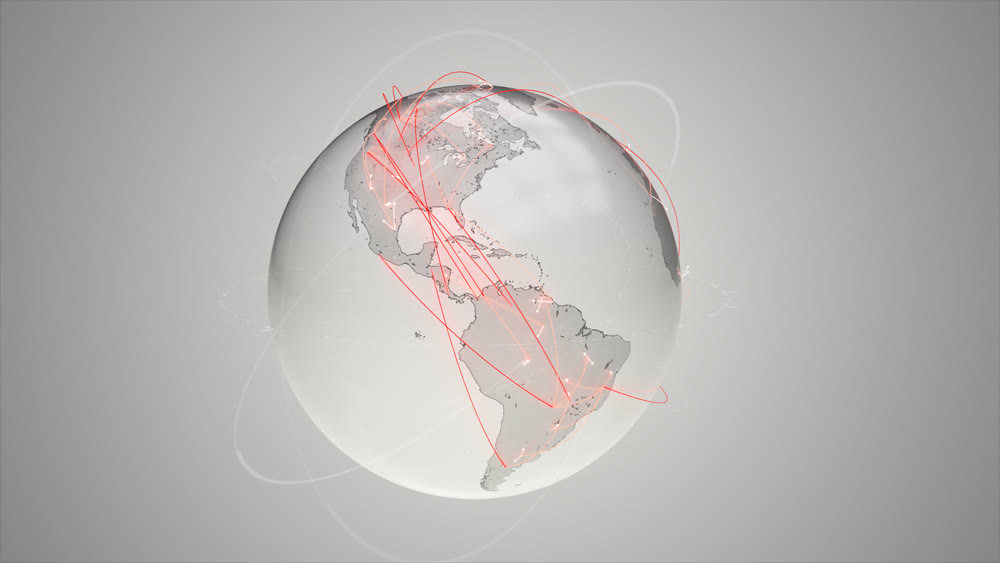 Planet with isols, global Internet communication hubs. Continents of the mainland. 3D illustration