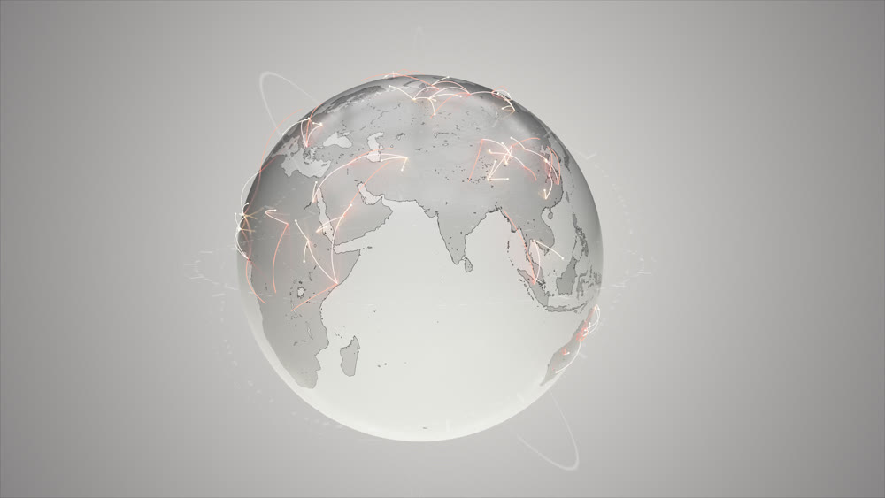 Planet with isols, global Internet communication hubs. Continents of the mainland. 3D illustration