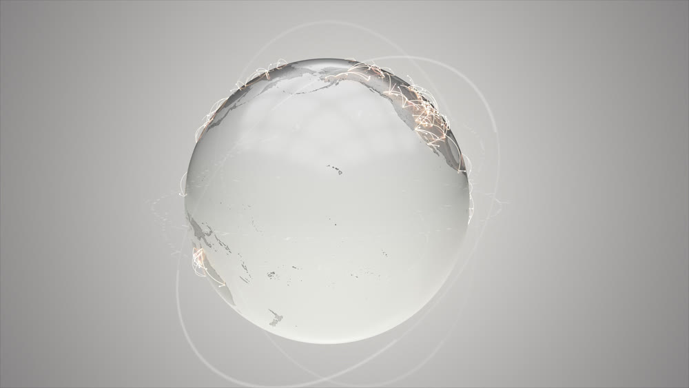 Planet with isols, global Internet communication hubs. Continents of the mainland. 3D illustration