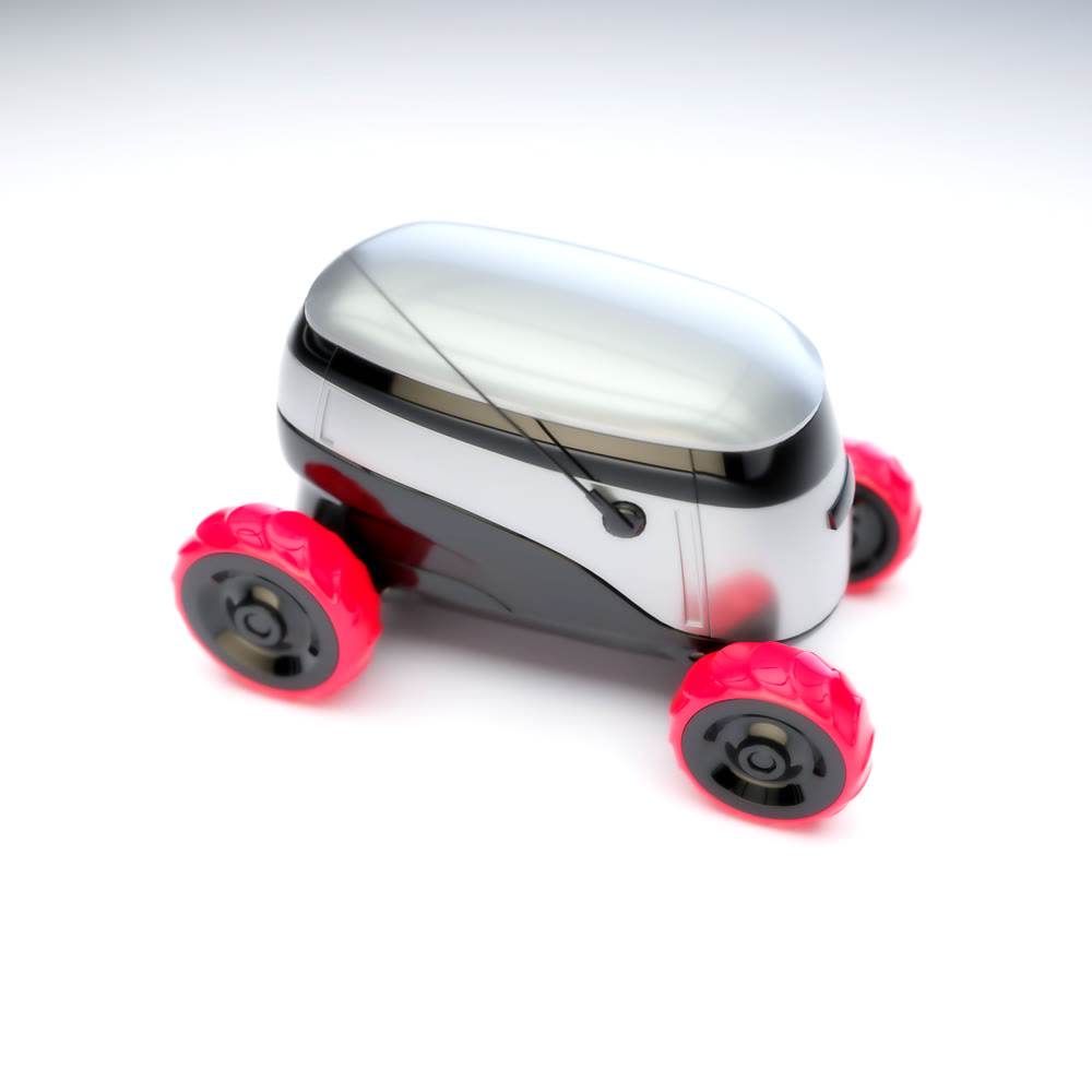 Automated Delivery Robot Service . Modern Smart Wireless Robot Delivers Goods or Food to a Customer. New Technological Iot Business Industry of Delivery Logistic of Online Shop. 3d illustration