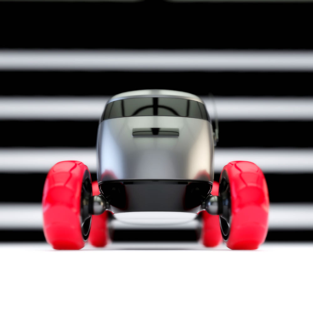 Automated Delivery Robot Service . Modern Smart Wireless Robot Delivers Goods or Food to a Customer. New Technological Iot Business Industry of Delivery Logistic of Online Shop. 3d illustration
