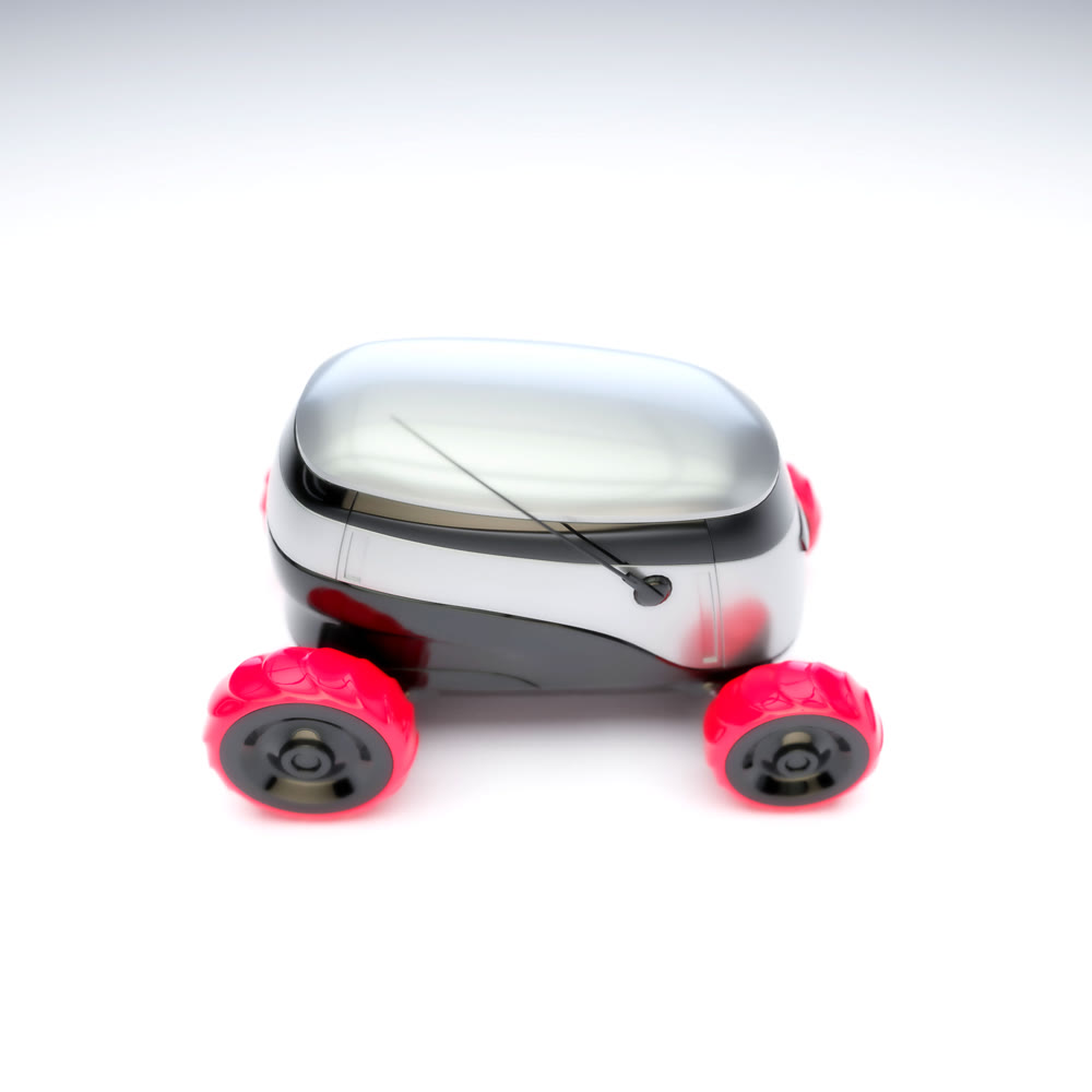 Automated Delivery Robot Service . Modern Smart Wireless Robot Delivers Goods or Food to a Customer. New Technological Iot Business Industry of Delivery Logistic of Online Shop. 3d illustration