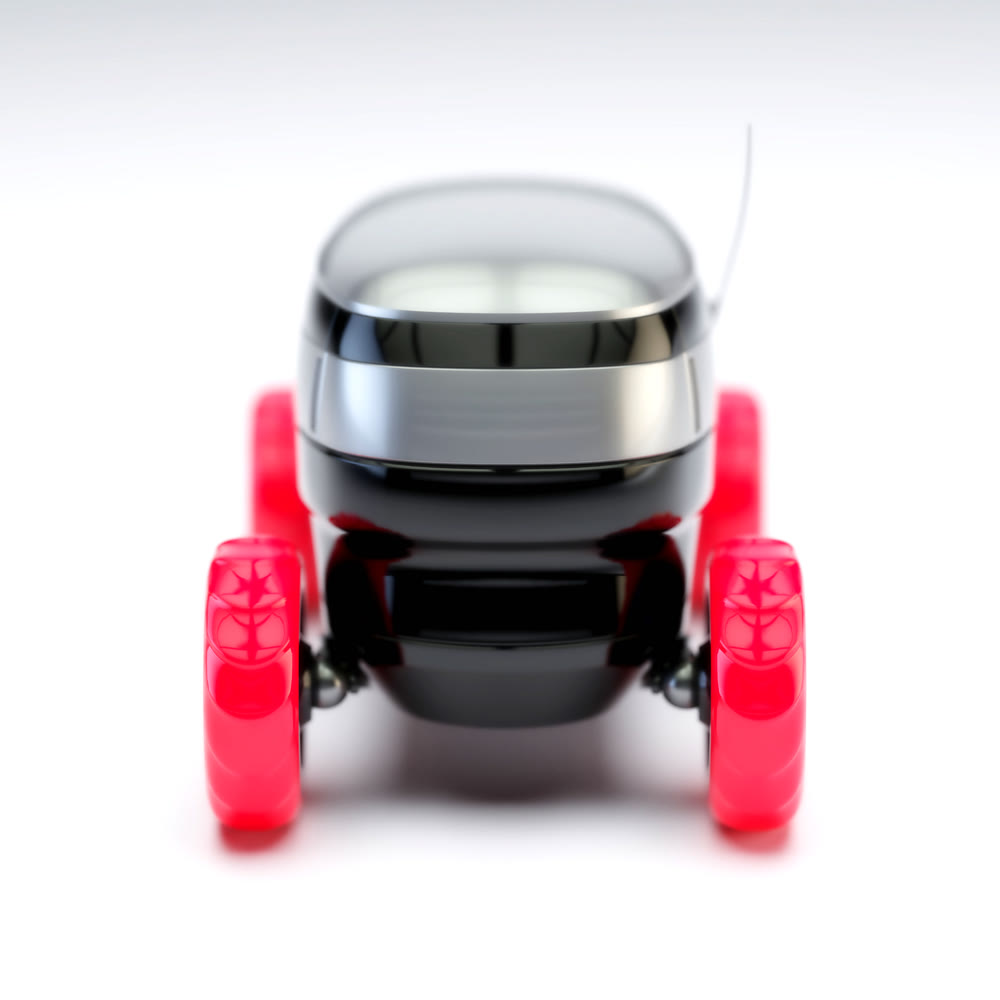 Automated Delivery Robot Service . Modern Smart Wireless Robot Delivers Goods or Food to a Customer. New Technological Iot Business Industry of Delivery Logistic of Online Shop. 3d illustration