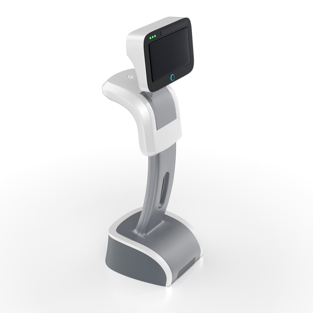 Robot vacuum cleaner. Touch screen, autonomous operation. 3d illustration.