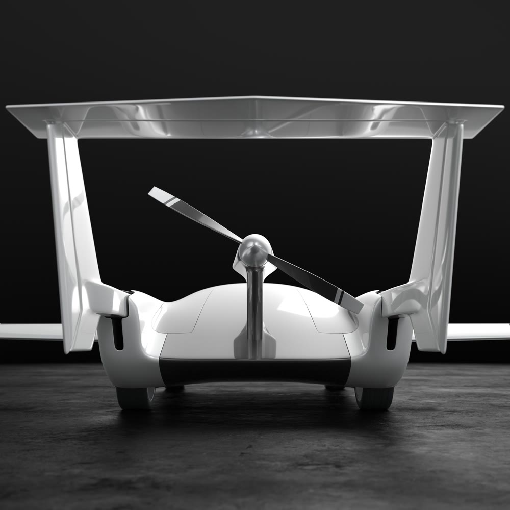 Concept of a flying car. Flying car. Studio render. 3D illustration.