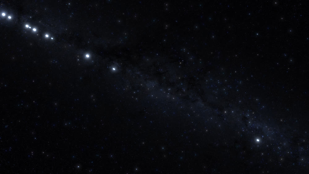 Cubsats are launched into space using a rocket, view from space on the process of launching satellites. 3d animation