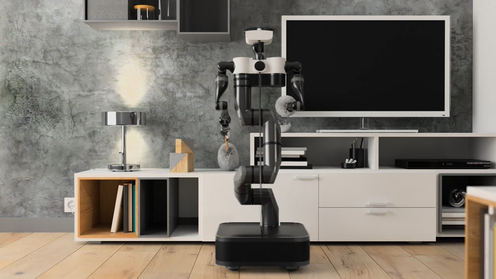 Robot cleaner helps to clean the apartment. Automatic robot. 3d rendering