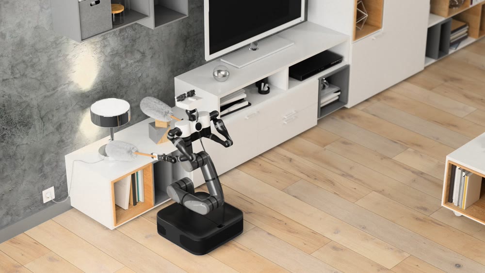 Robot cleaner helps to clean the apartment. Automatic robot. 3d rendering