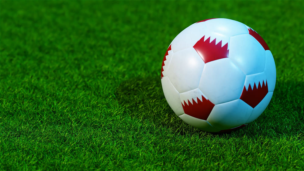 Soccer ball on a green lawn. 3D illustration.