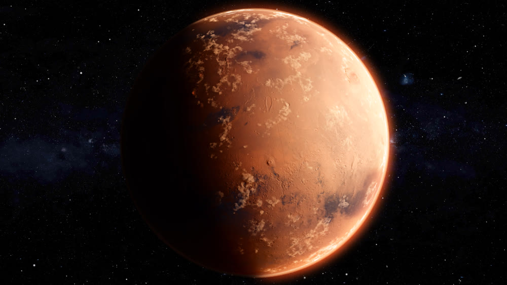 Orbiting Planet Mars. High quality 3d illustration
