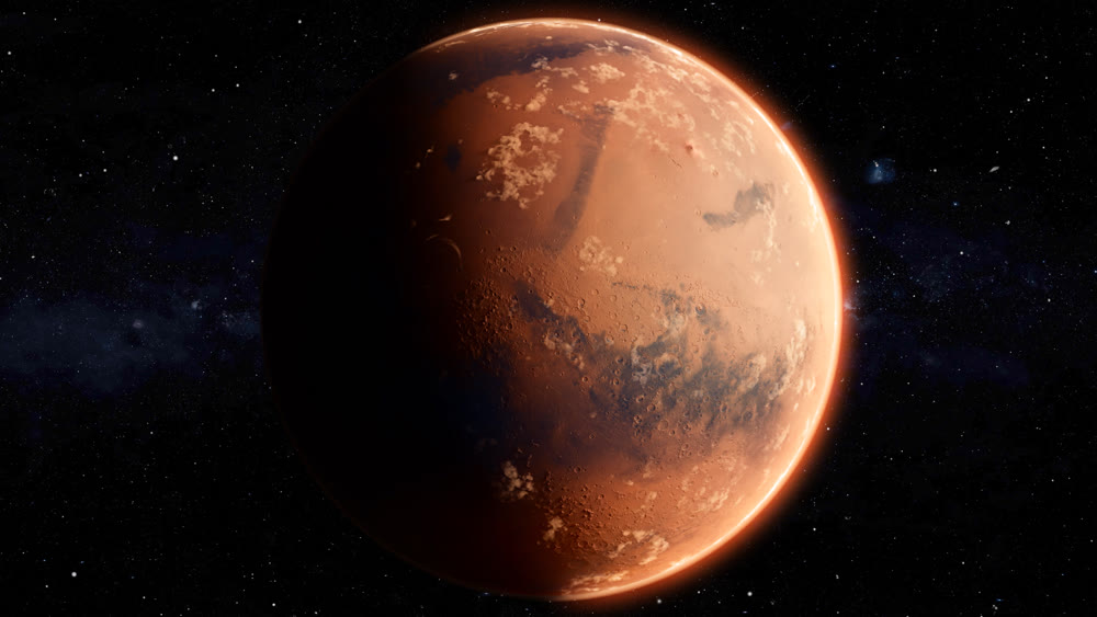 Orbiting Planet Mars. High quality 3d illustration