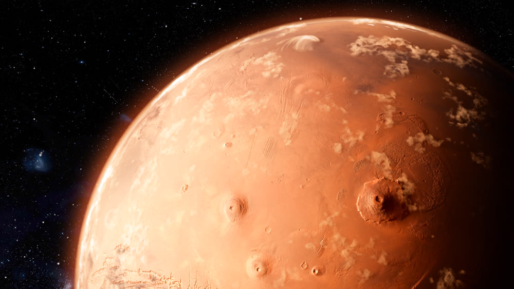 Orbiting Planet Mars. High quality 3d illustration