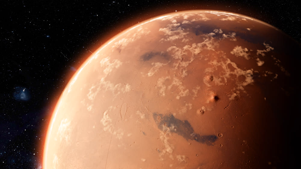 Orbiting Planet Mars. High quality 3d illustration
