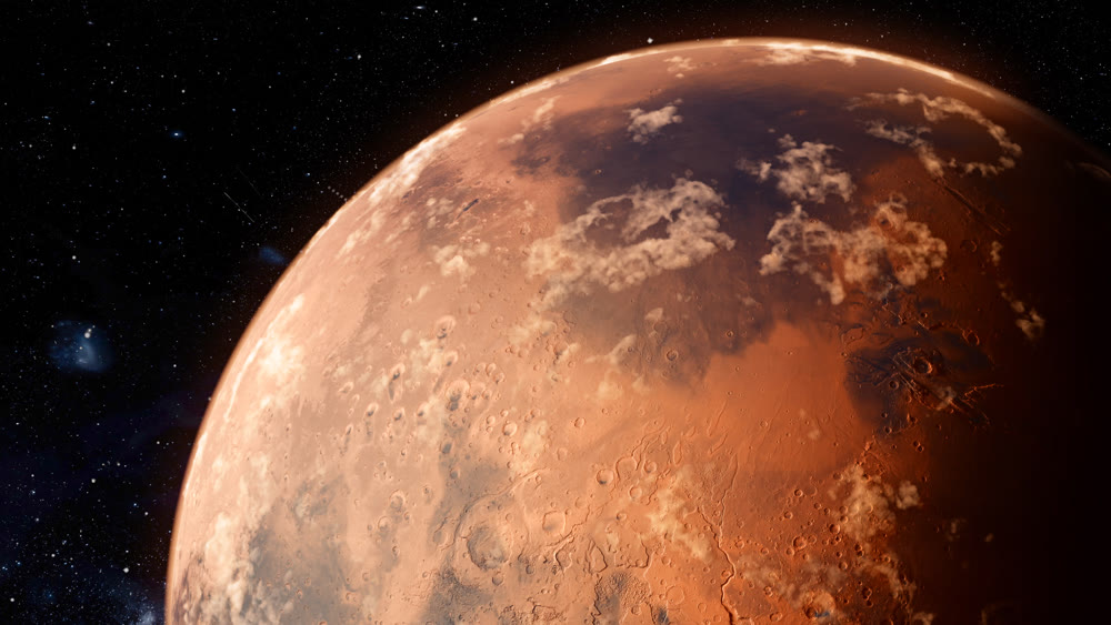 Orbiting Planet Mars. High quality 3d illustration