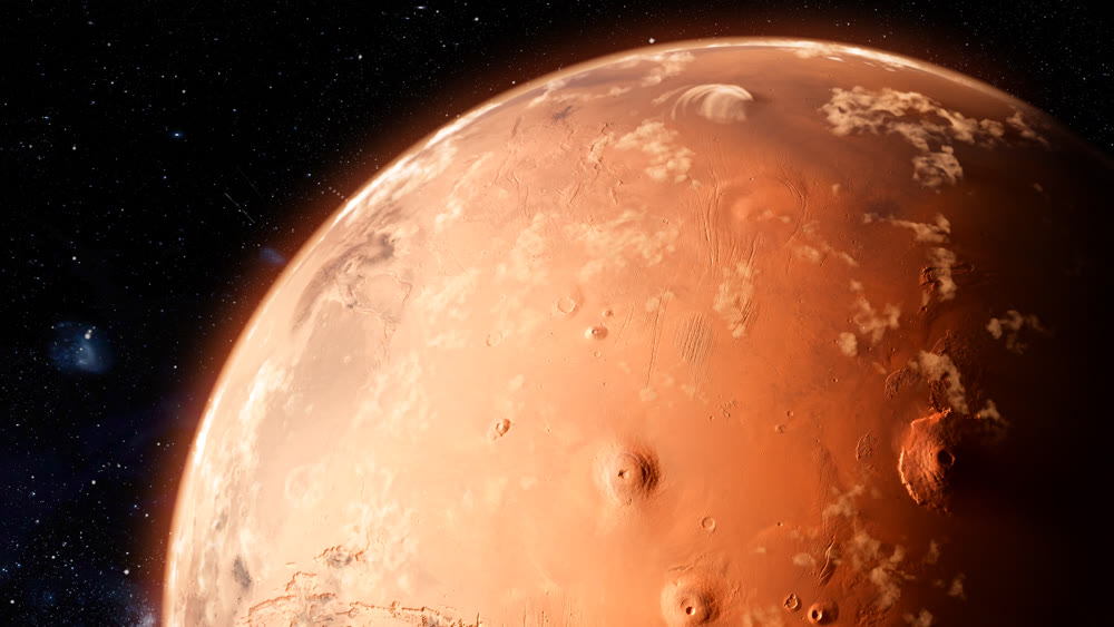 Orbiting Planet Mars. High quality 3d illustration